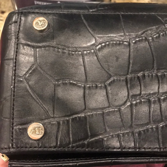 Diane Von Furstenberg DVF Secret Agent Tote Bag Purse Black Croc Embossed HTF - Picture 12 of 16